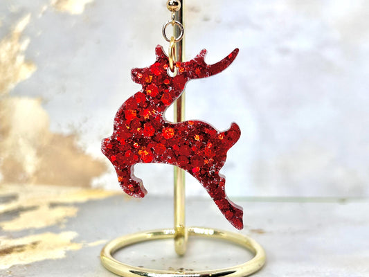 Handmade Glitter Reindeer Earrings: Festive Holiday Jewellery